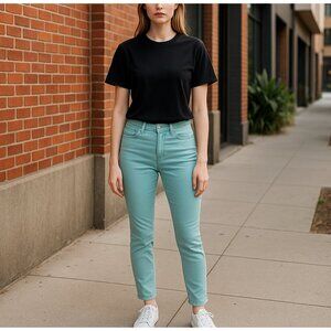 BANANA REPUBLIC Mint Light Green Skinny Ankle Pants Jeans.  Women's 27 Size 4.